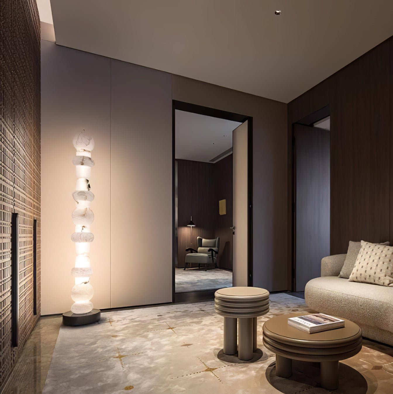 Spanish Alabaster Floor Lamp with LED Light - Modern Design
