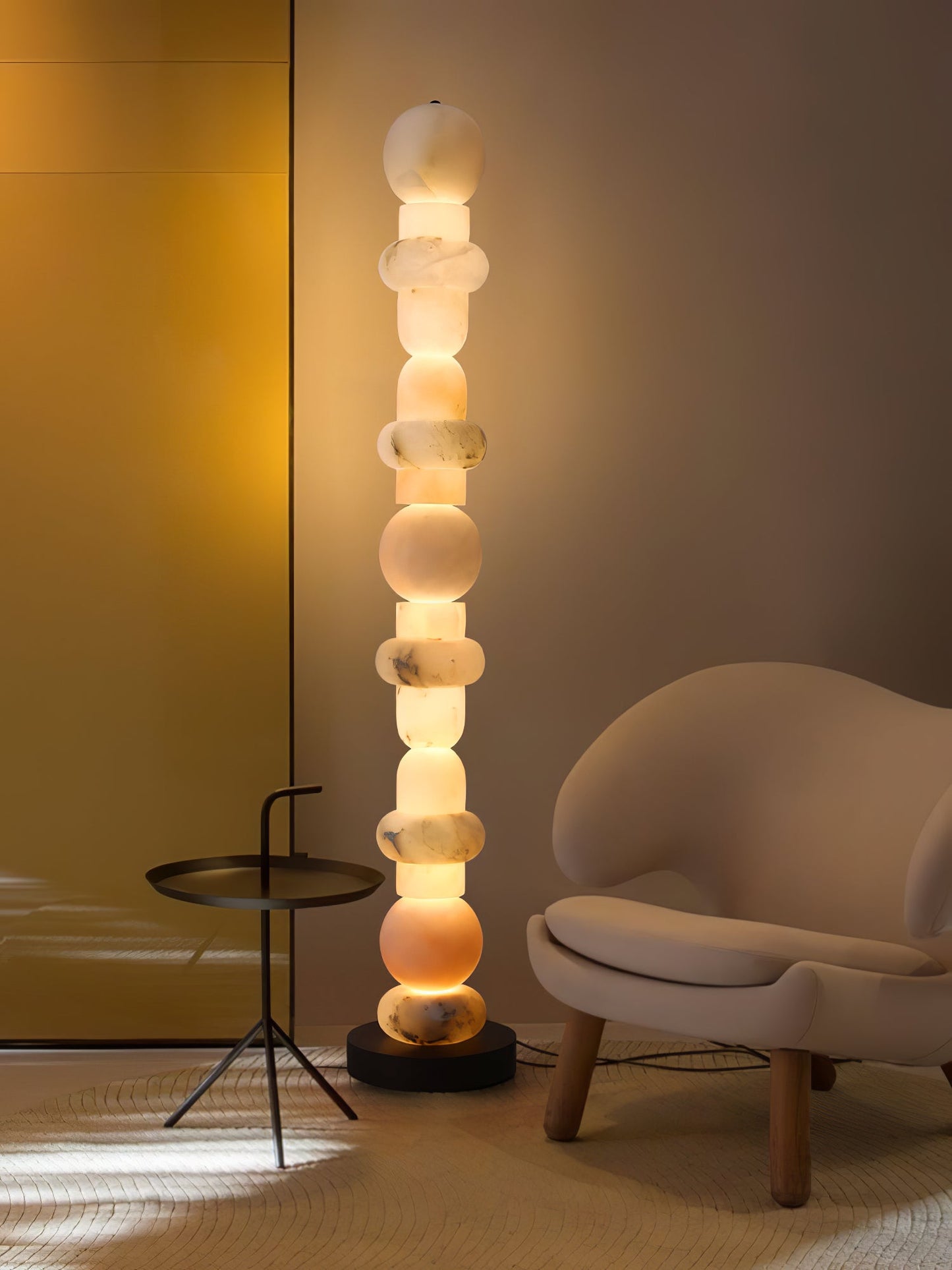 Spanish Alabaster Floor Lamp with LED Light - Modern Design