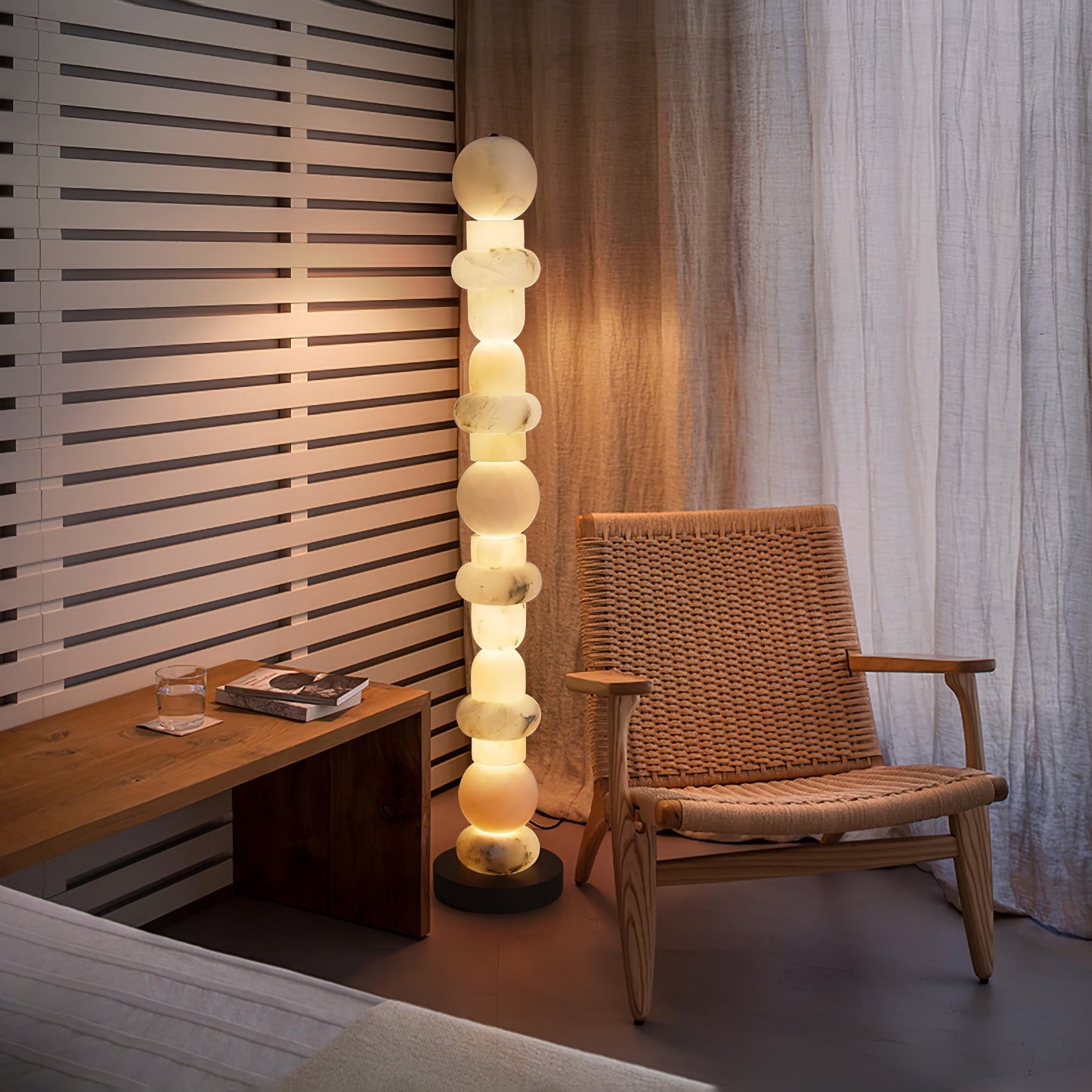 Spanish Alabaster Floor Lamp with LED Light - Modern Design