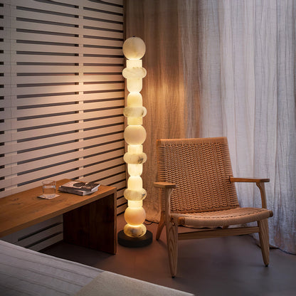 Spanish Alabaster Floor Lamp with LED Light - Modern Design