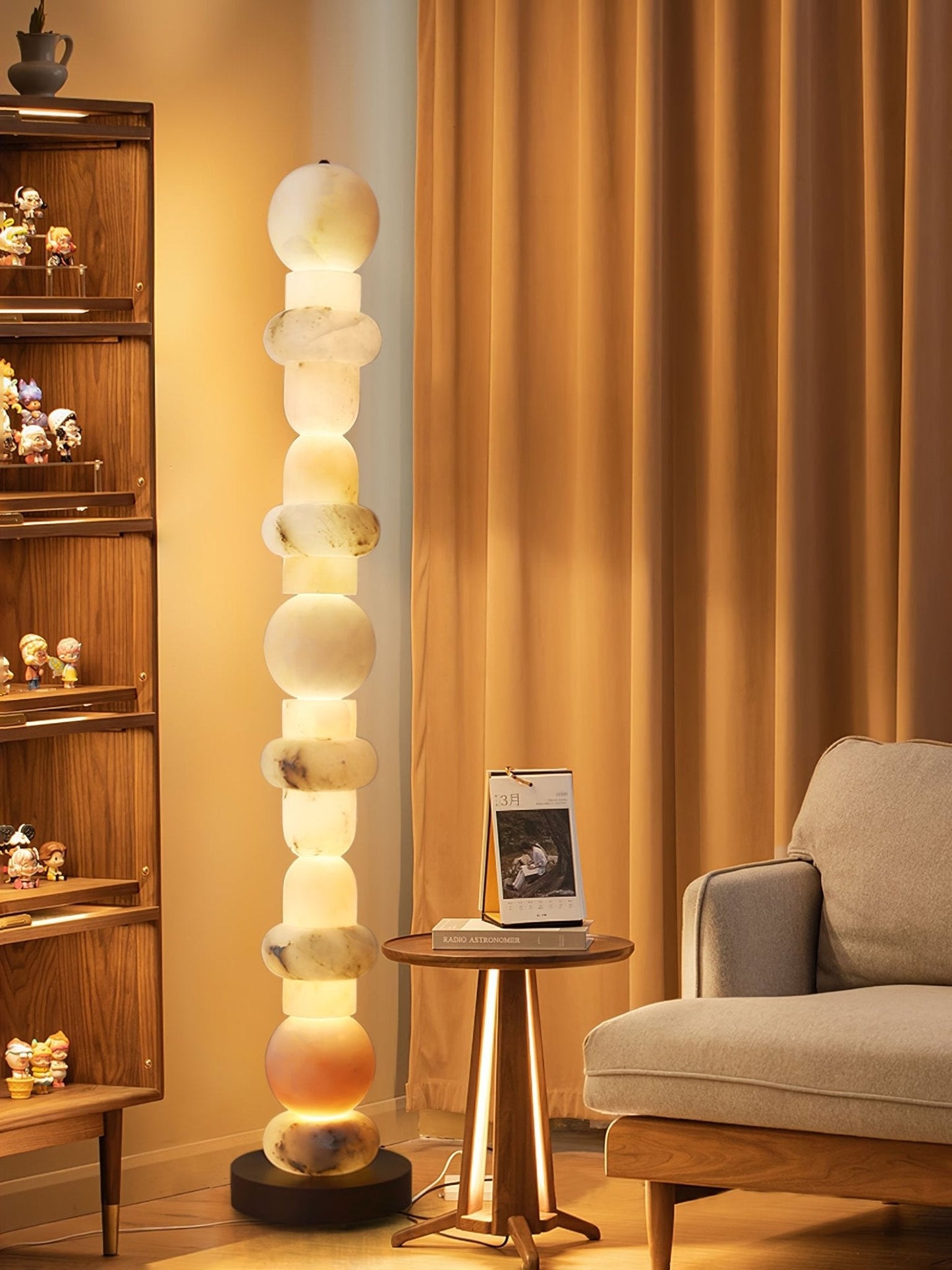 Spanish Alabaster Floor Lamp with LED Light - Modern Design