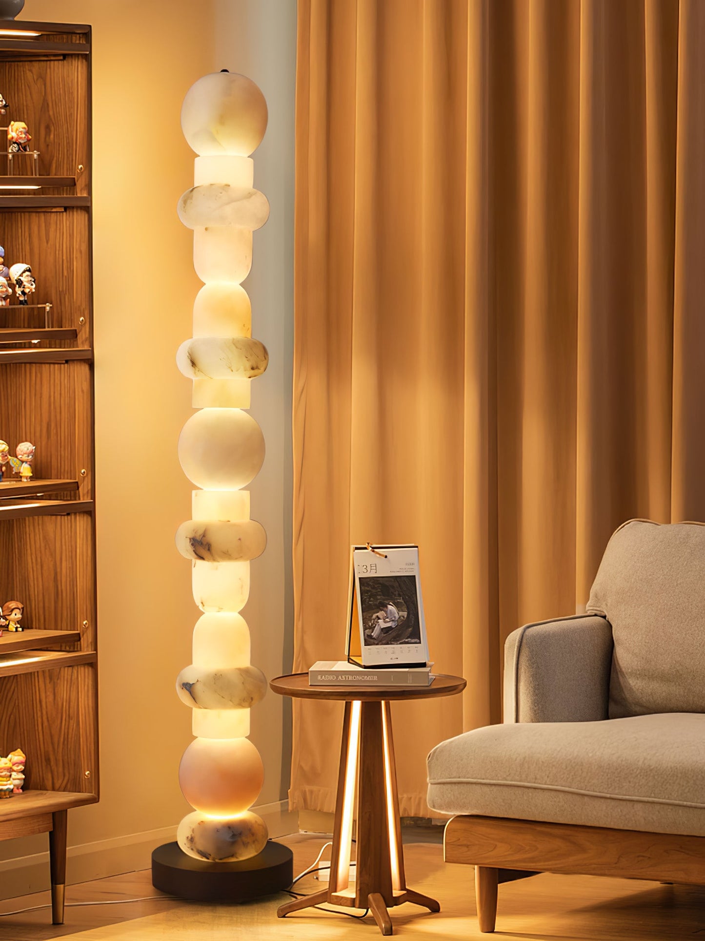 Spanish Alabaster Floor Lamp with LED Light - Modern Design