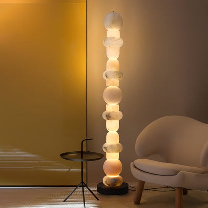 Spanish Alabaster Floor Lamp with LED Light - Modern Design