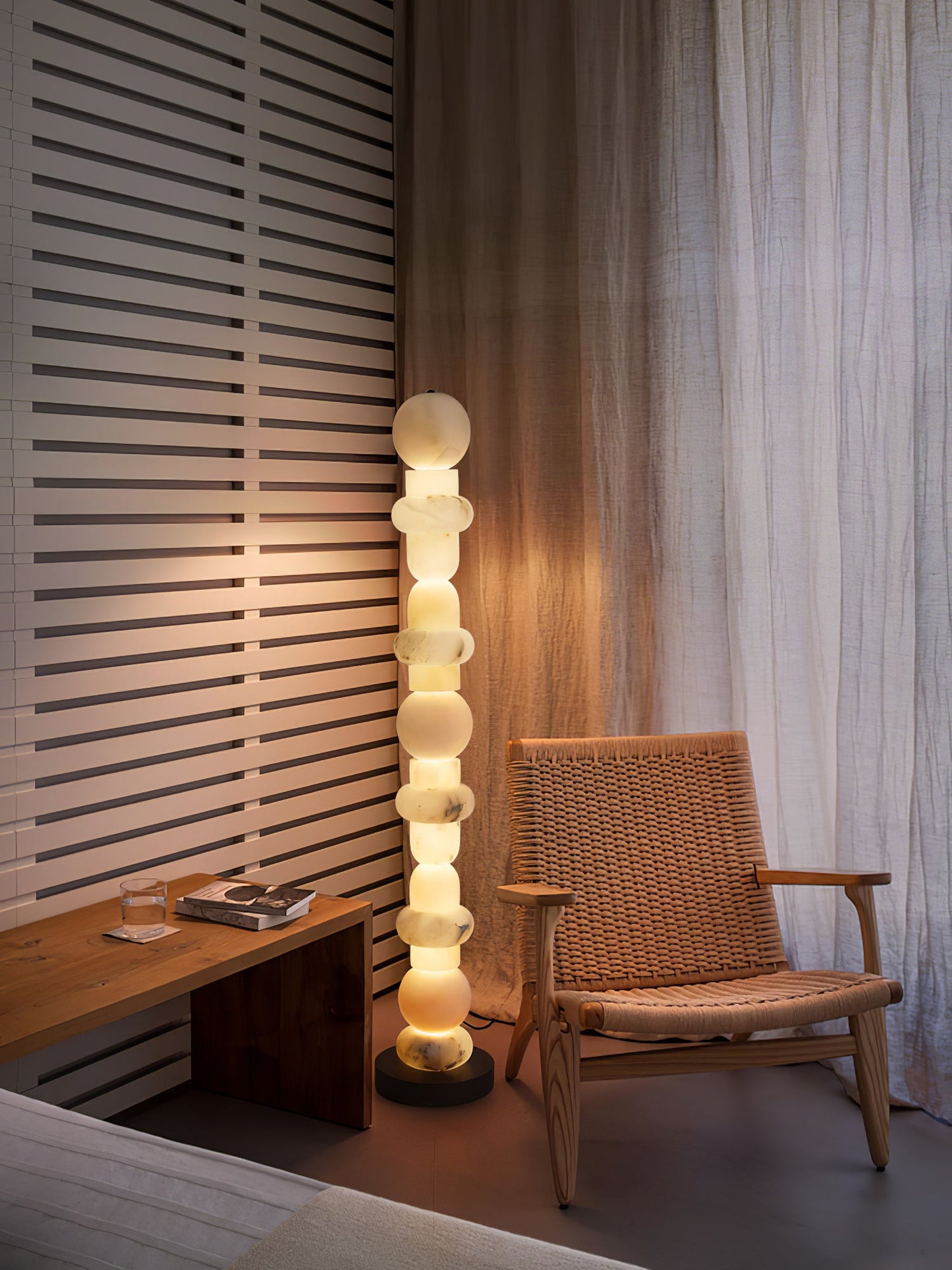 Spanish Alabaster Floor Lamp with LED Light - Modern Design