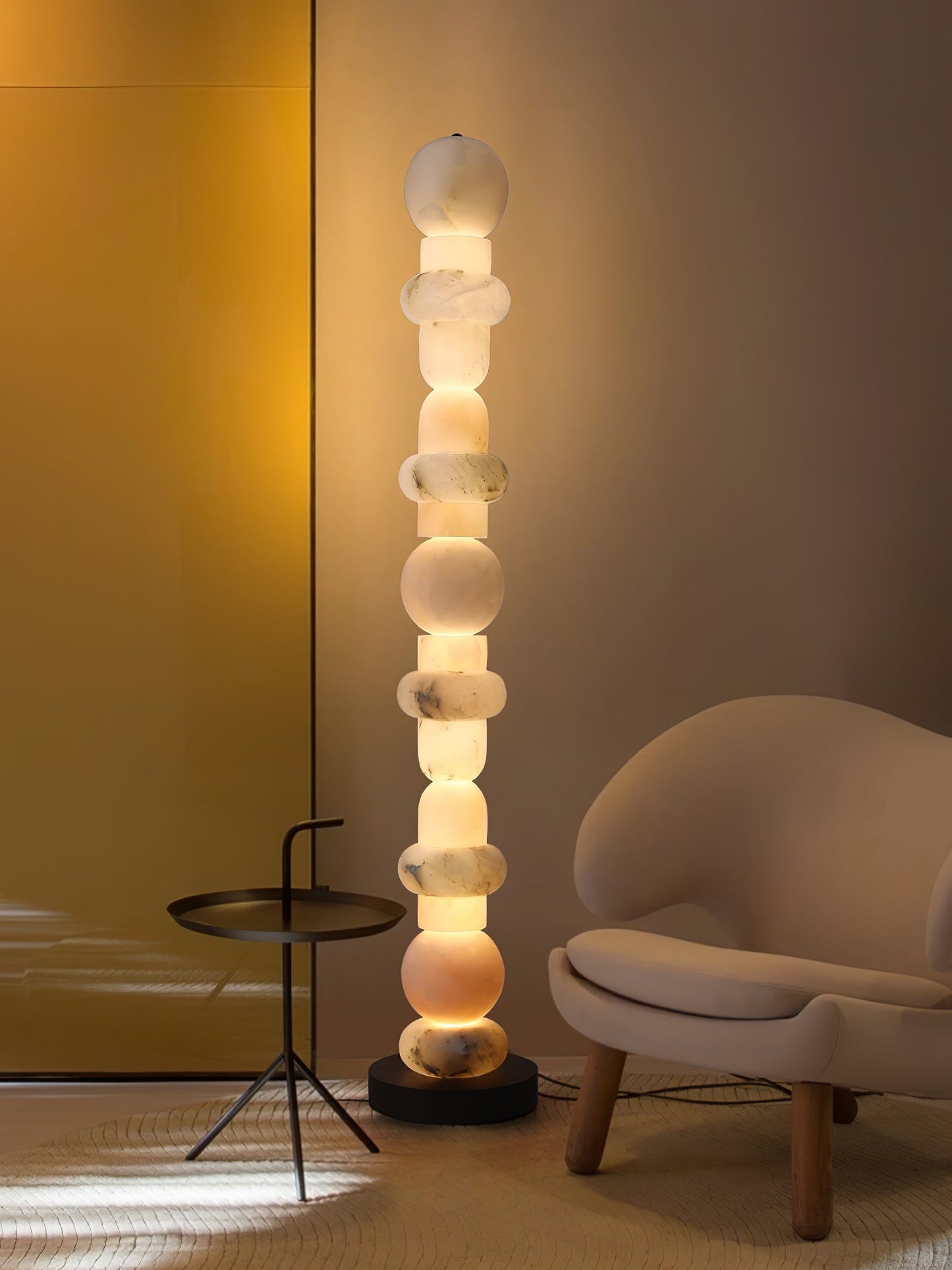 Spanish Alabaster Floor Lamp with LED Light - Modern Design