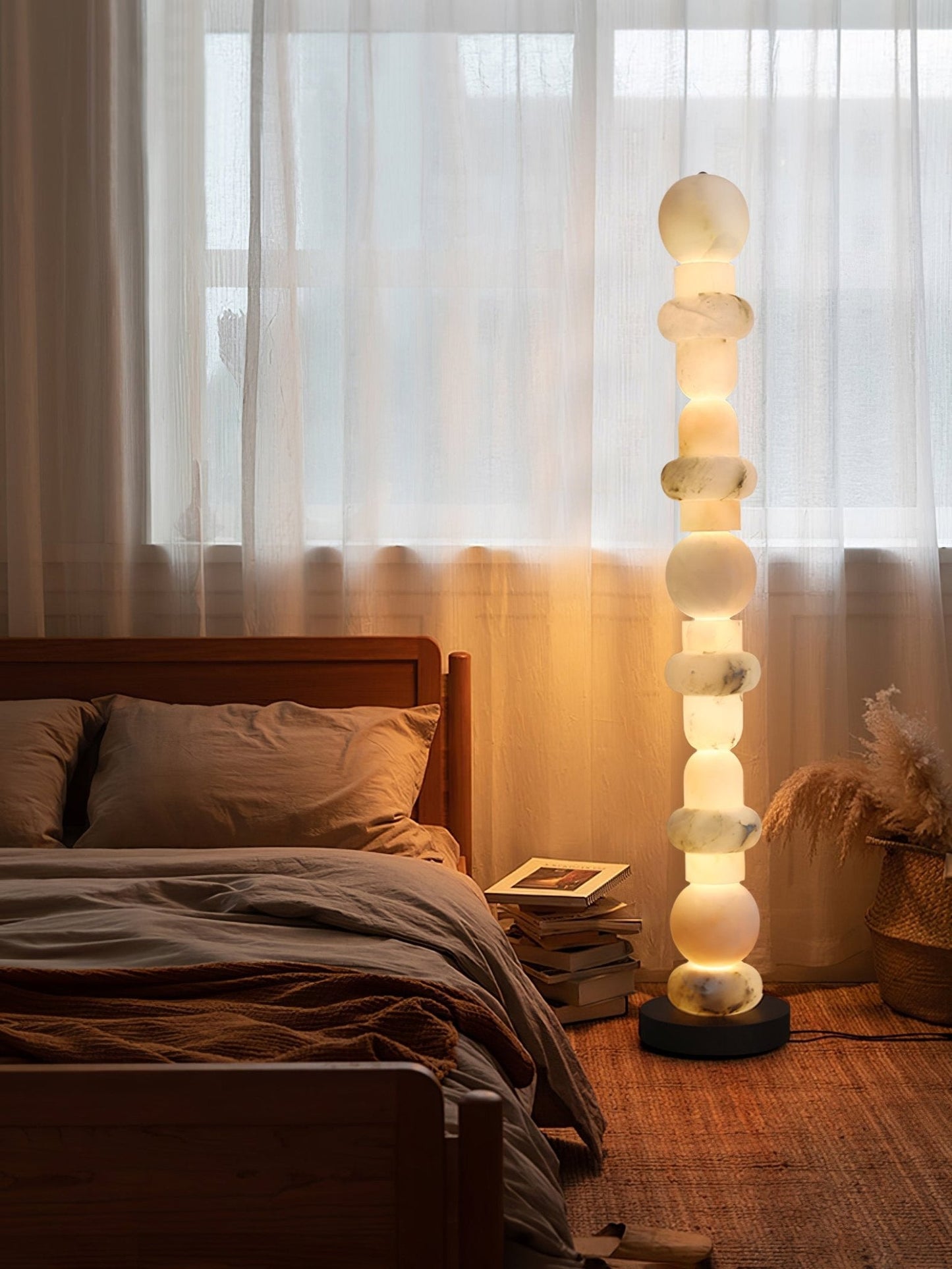 Spanish Alabaster Floor Lamp with LED Light - Modern Design