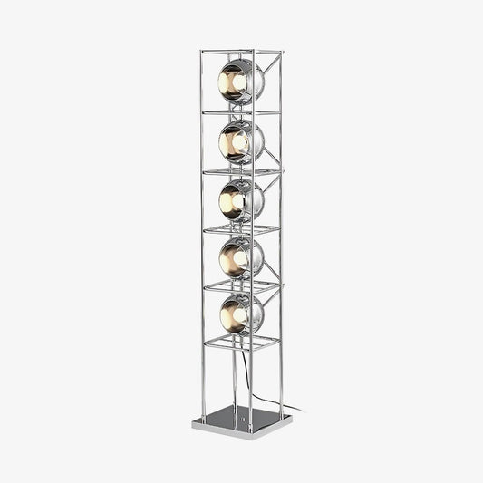 Tower of Spheres Floor Lamp with LED Light - Chrome