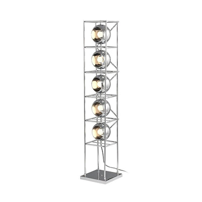 Tower of Spheres Floor Lamp with LED Light - Chrome