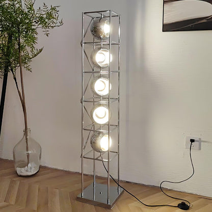 Tower of Spheres Floor Lamp with LED Light - Chrome