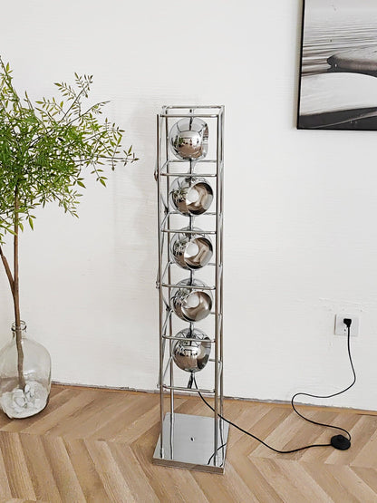 Tower of Spheres Floor Lamp with LED Light - Chrome