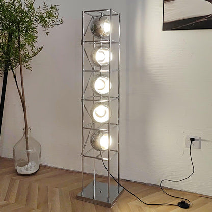 Tower of Spheres Floor Lamp with LED Light - Chrome