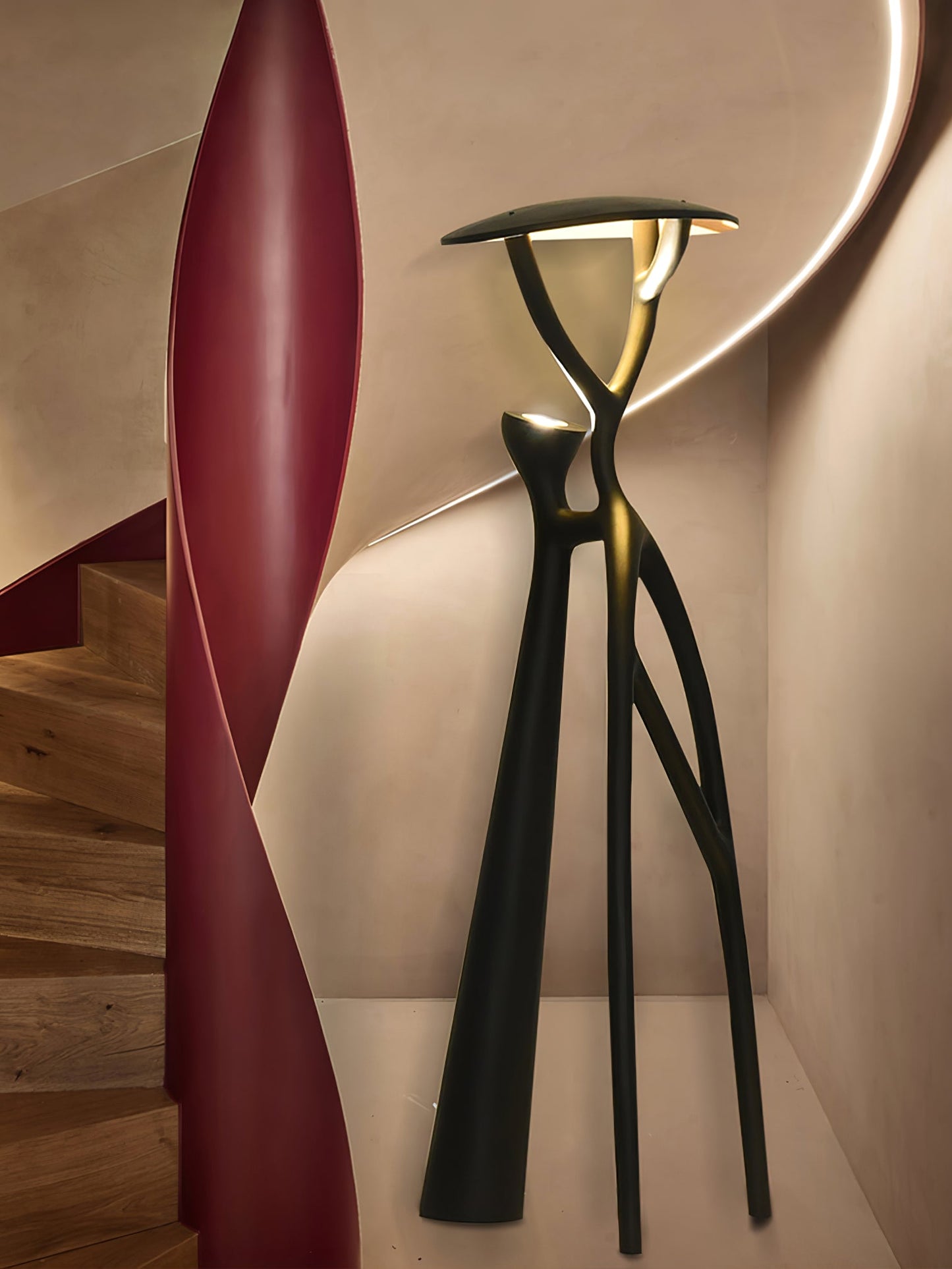 Gothic Tree Sculpture Floor Lamp with Integrated LED Lighting