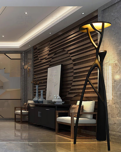 Gothic Tree Sculpture Floor Lamp with Integrated LED Lighting