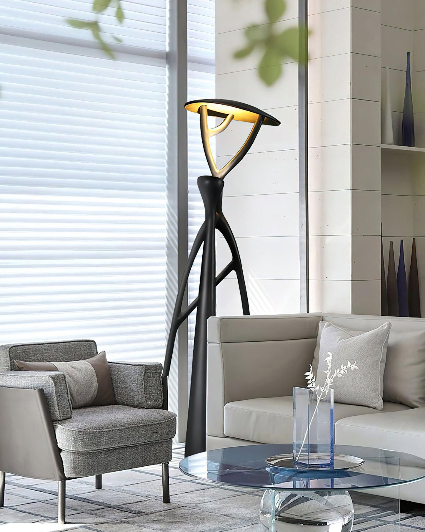 Gothic Tree Sculpture Floor Lamp with Integrated LED Lighting