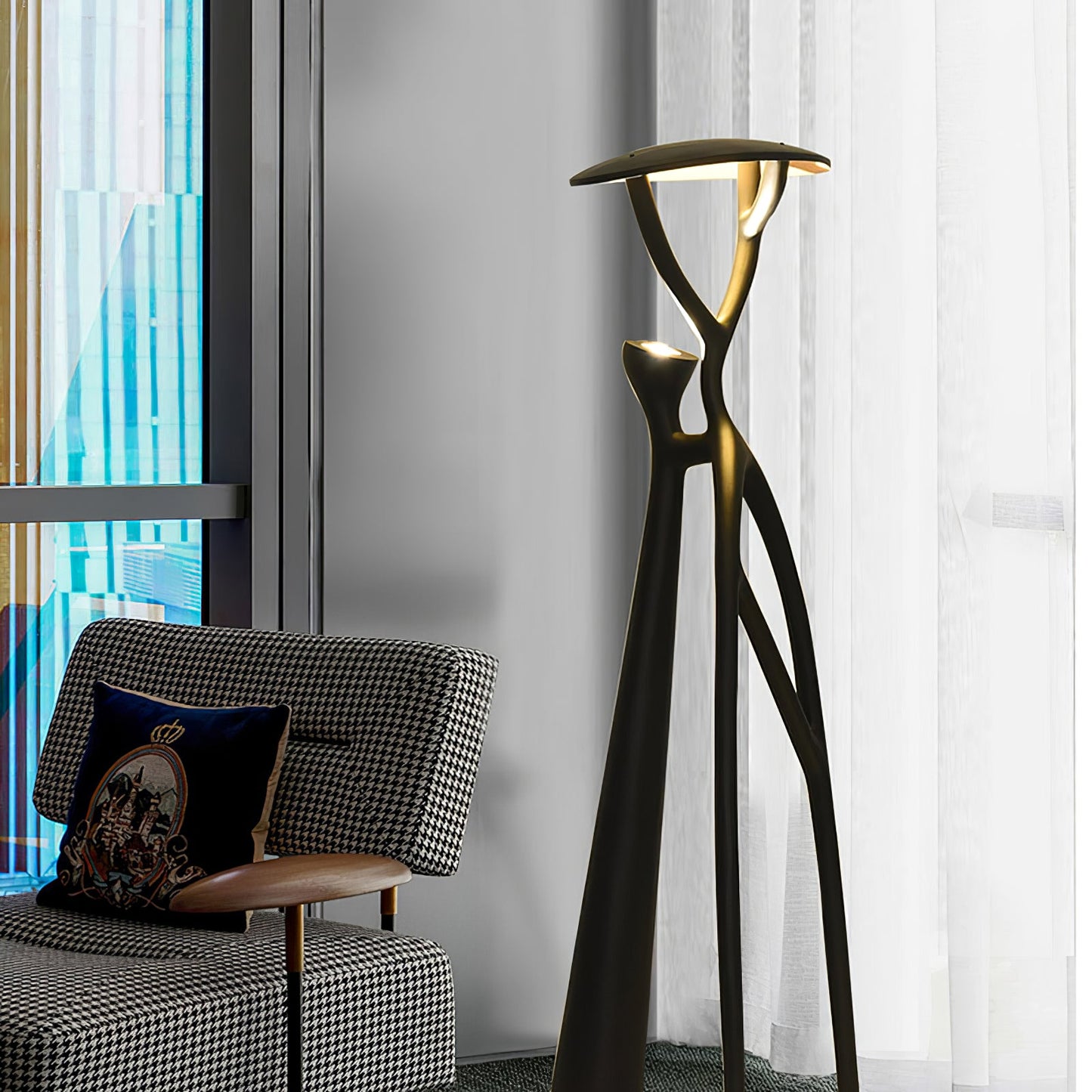 Gothic Tree Sculpture Floor Lamp with Integrated LED Lighting