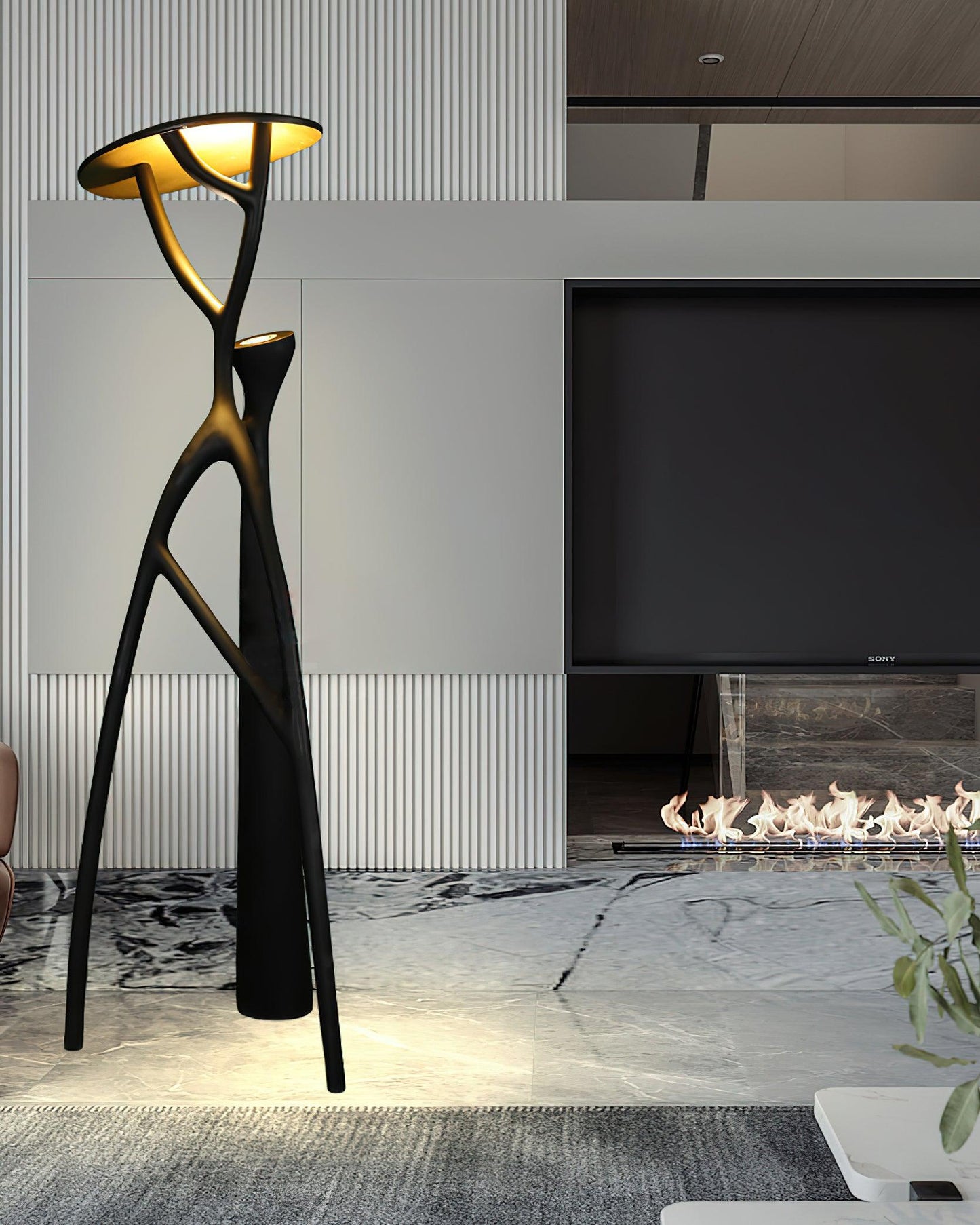 Gothic Tree Sculpture Floor Lamp with Integrated LED Lighting