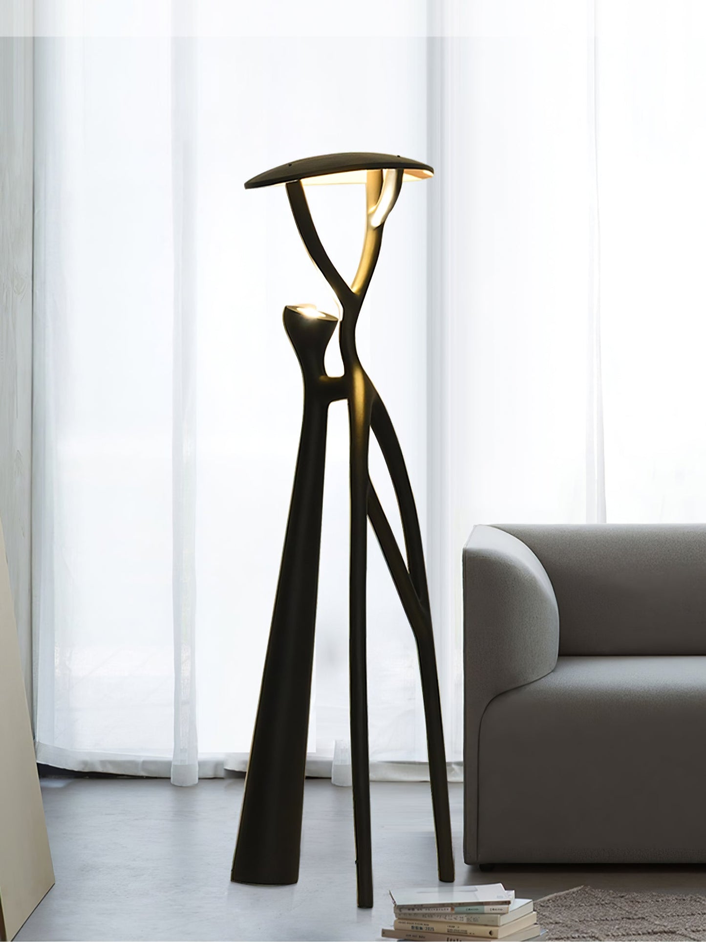 Gothic Tree Sculpture Floor Lamp with Integrated LED Lighting