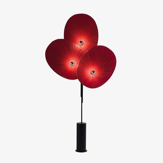 Triple Floral Floor Lamp with LED, Colourful Shades, Black Frame