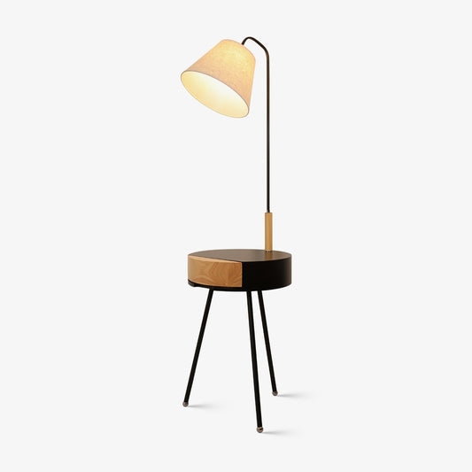 Tripod Fabric Floor Lamp with Wooden Base - LED Compatible