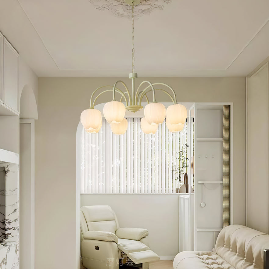 Tulip Matcha Chandelier LED Light Fixture for Home Decor