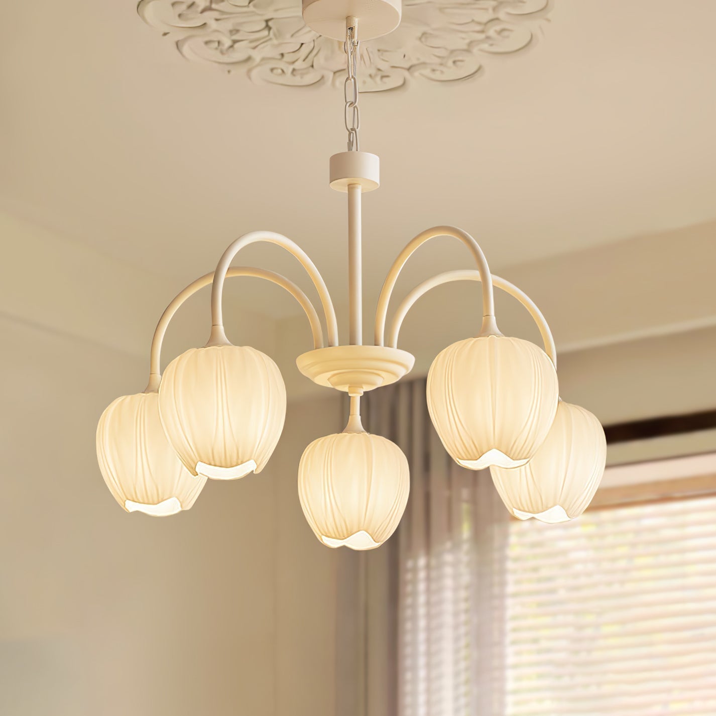 Tulip Matcha Chandelier LED Light Fixture for Home Decor