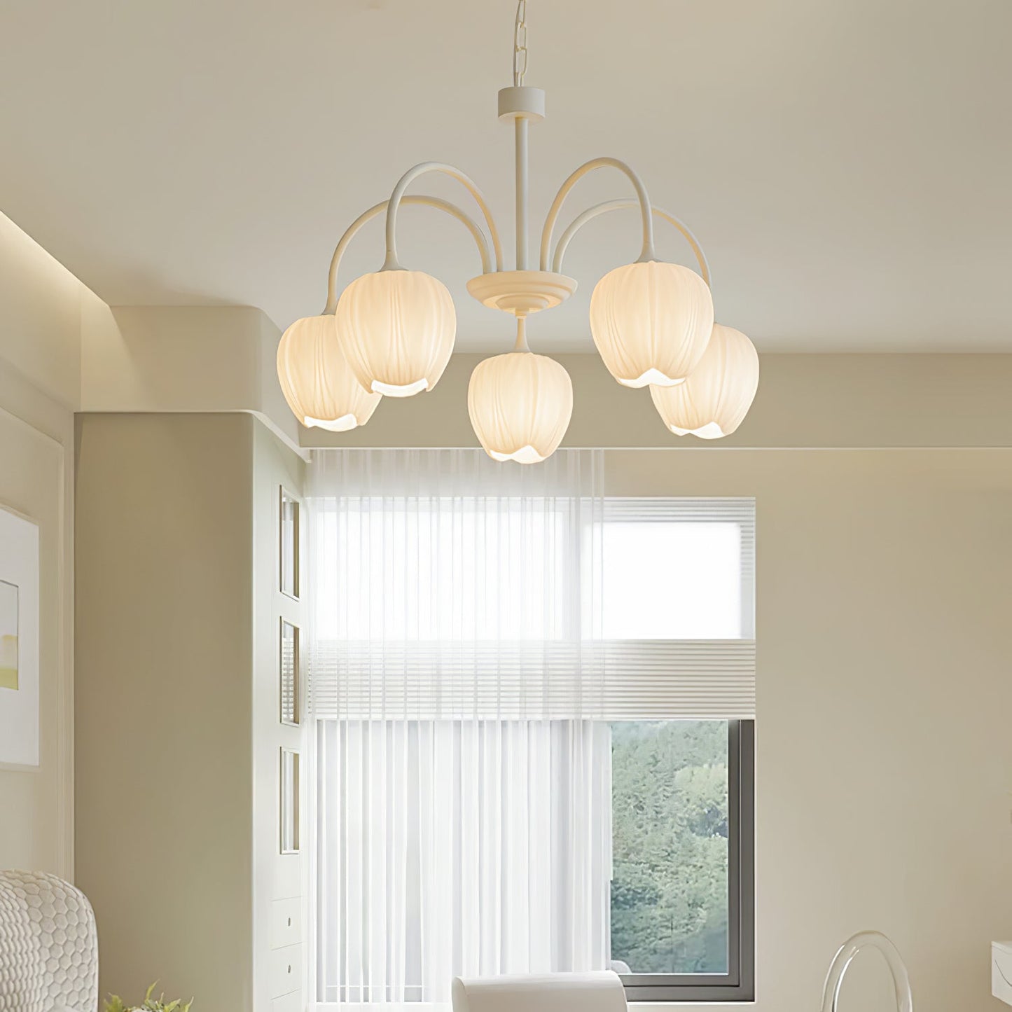 Tulip Matcha Chandelier LED Light Fixture for Home Decor