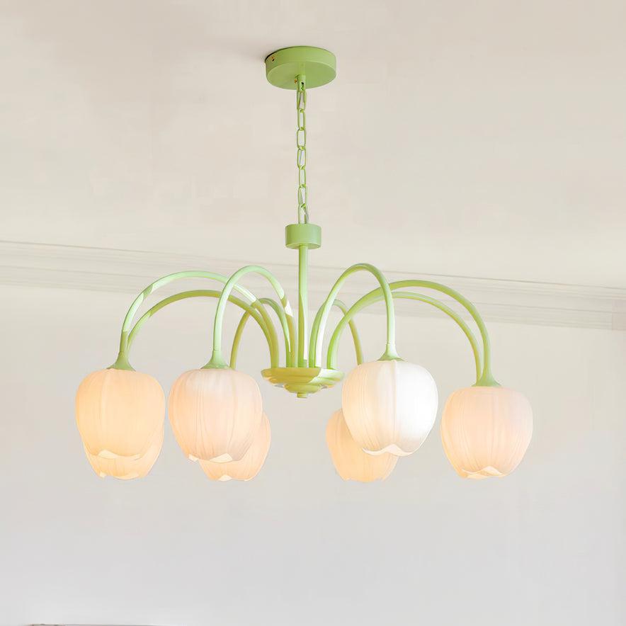 Tulip Matcha Chandelier LED Light Fixture for Home Decor