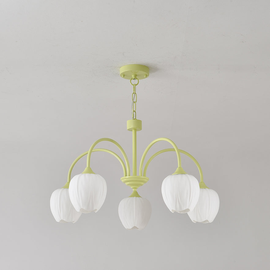 Tulip Matcha Chandelier LED Light Fixture for Home Decor