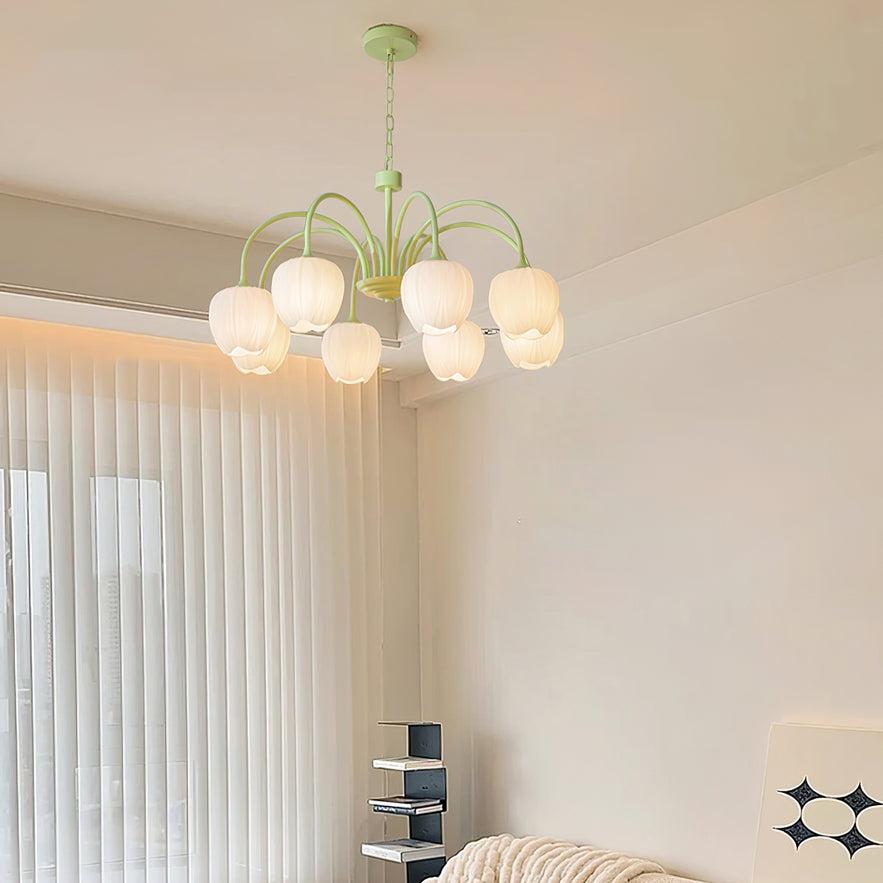 Tulip Matcha Chandelier LED Light Fixture for Home Decor