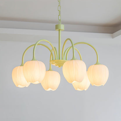 Tulip Matcha Chandelier LED Light Fixture for Home Decor