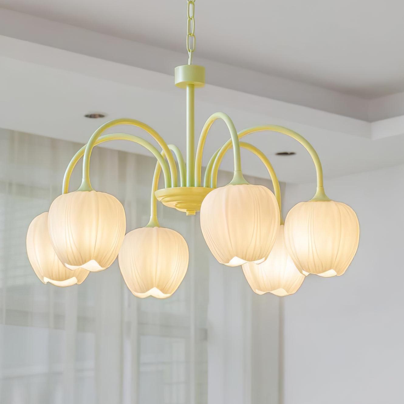 Tulip Matcha Chandelier LED Light Fixture for Home Decor
