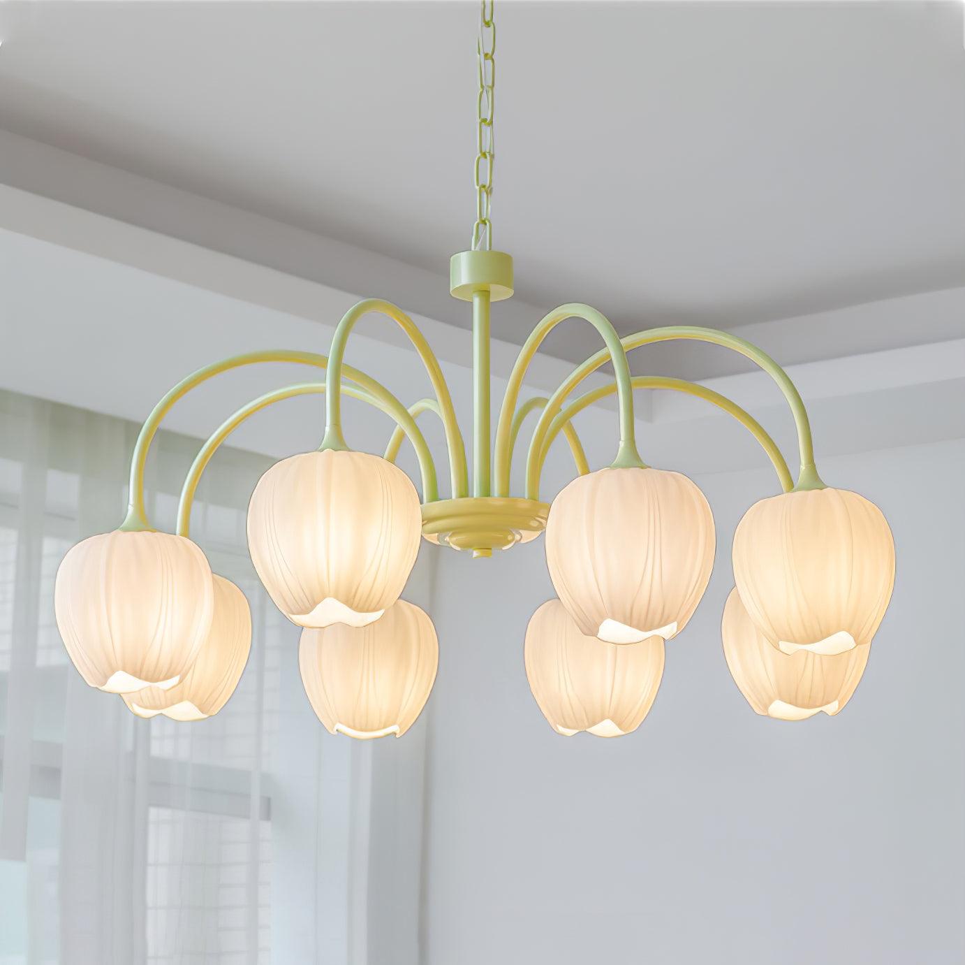 Tulip Matcha Chandelier LED Light Fixture for Home Decor
