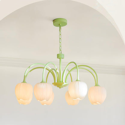 Tulip Matcha Chandelier LED Light Fixture for Home Decor