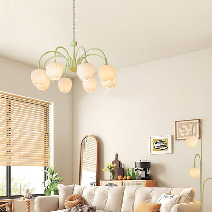 Tulip Matcha Chandelier LED Light Fixture for Home Decor
