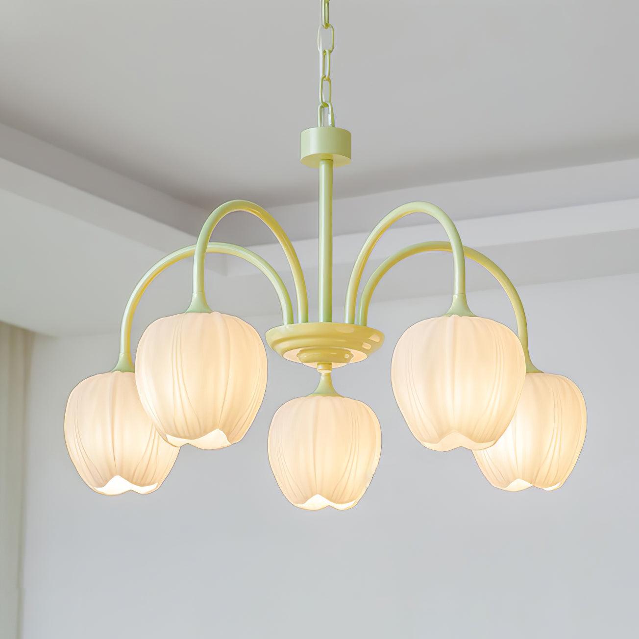 Tulip Matcha Chandelier LED Light Fixture for Home Decor