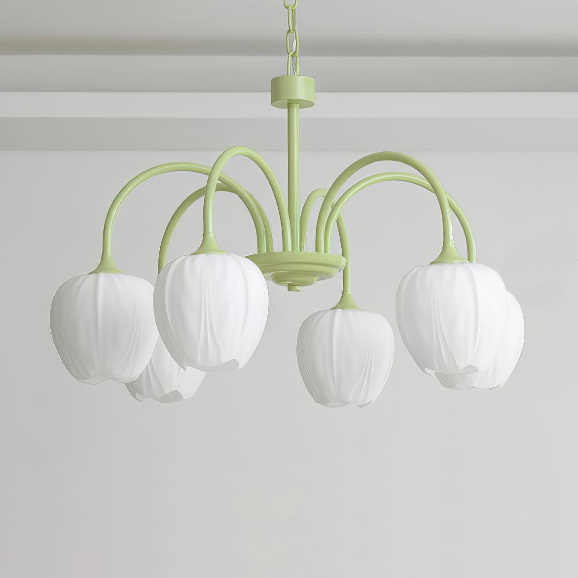 Tulip Matcha Chandelier LED Light Fixture for Home Decor