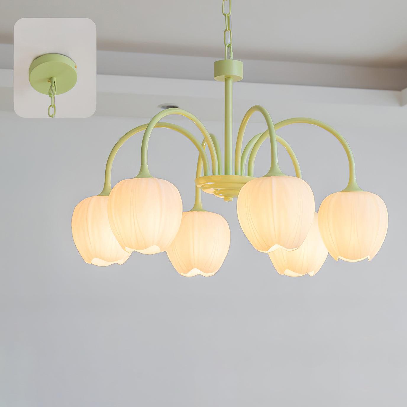 Tulip Matcha Chandelier LED Light Fixture for Home Decor