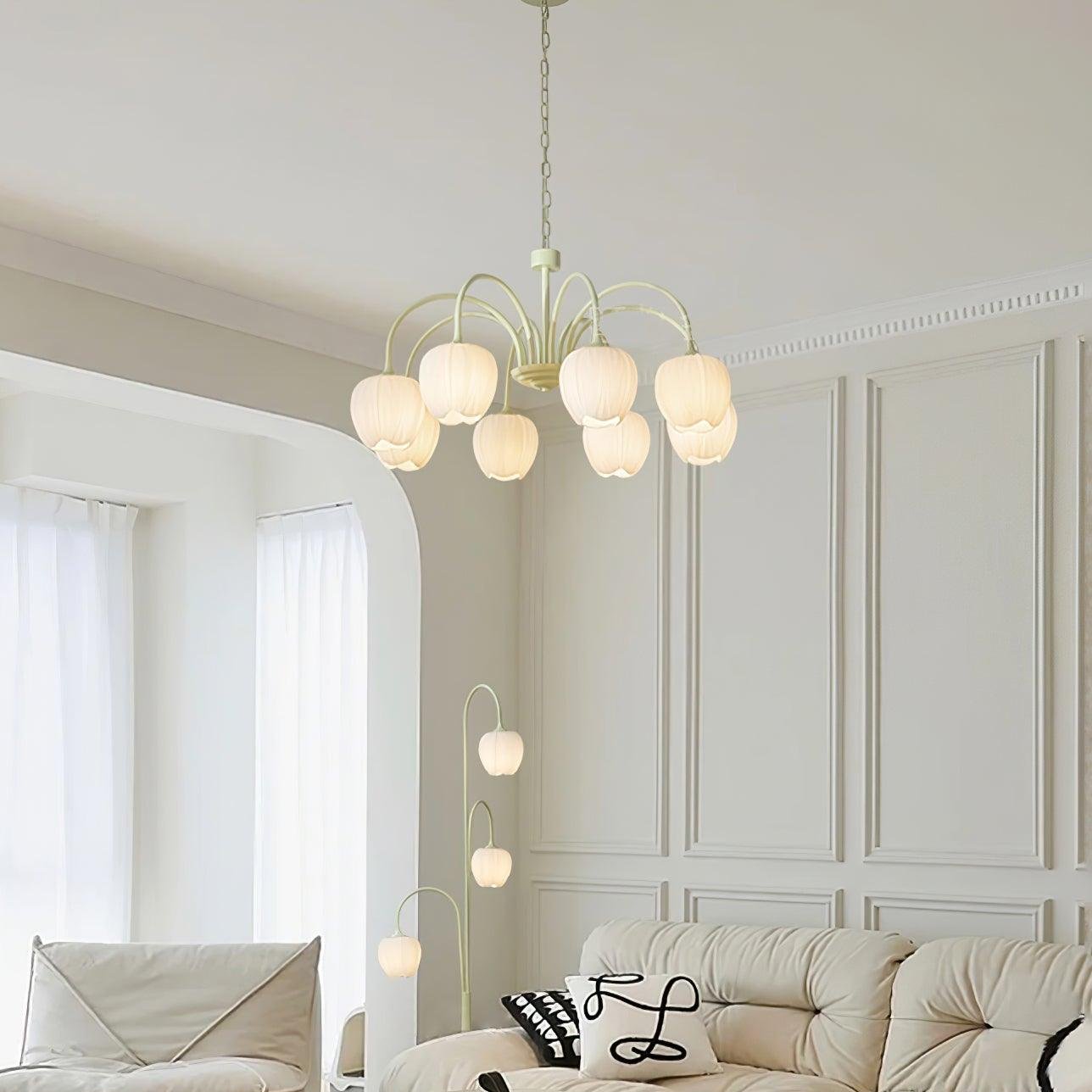 Tulip Matcha Chandelier LED Light Fixture for Home Decor