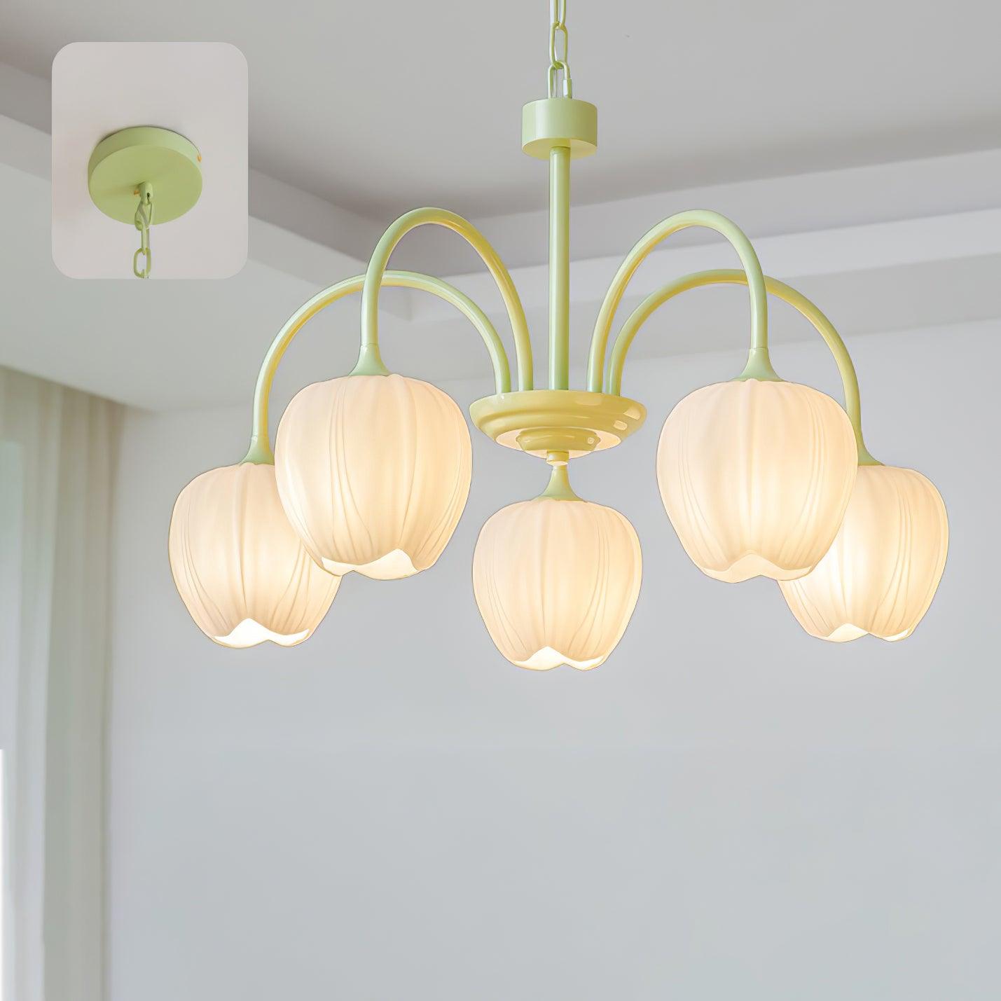 Tulip Matcha Chandelier LED Light Fixture for Home Decor