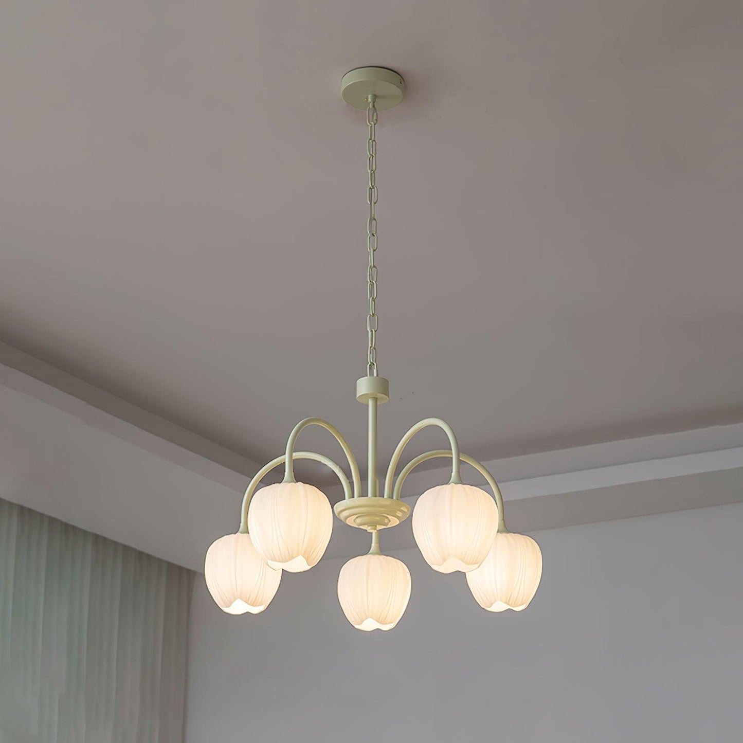 Tulip Matcha Chandelier LED Light Fixture for Home Decor