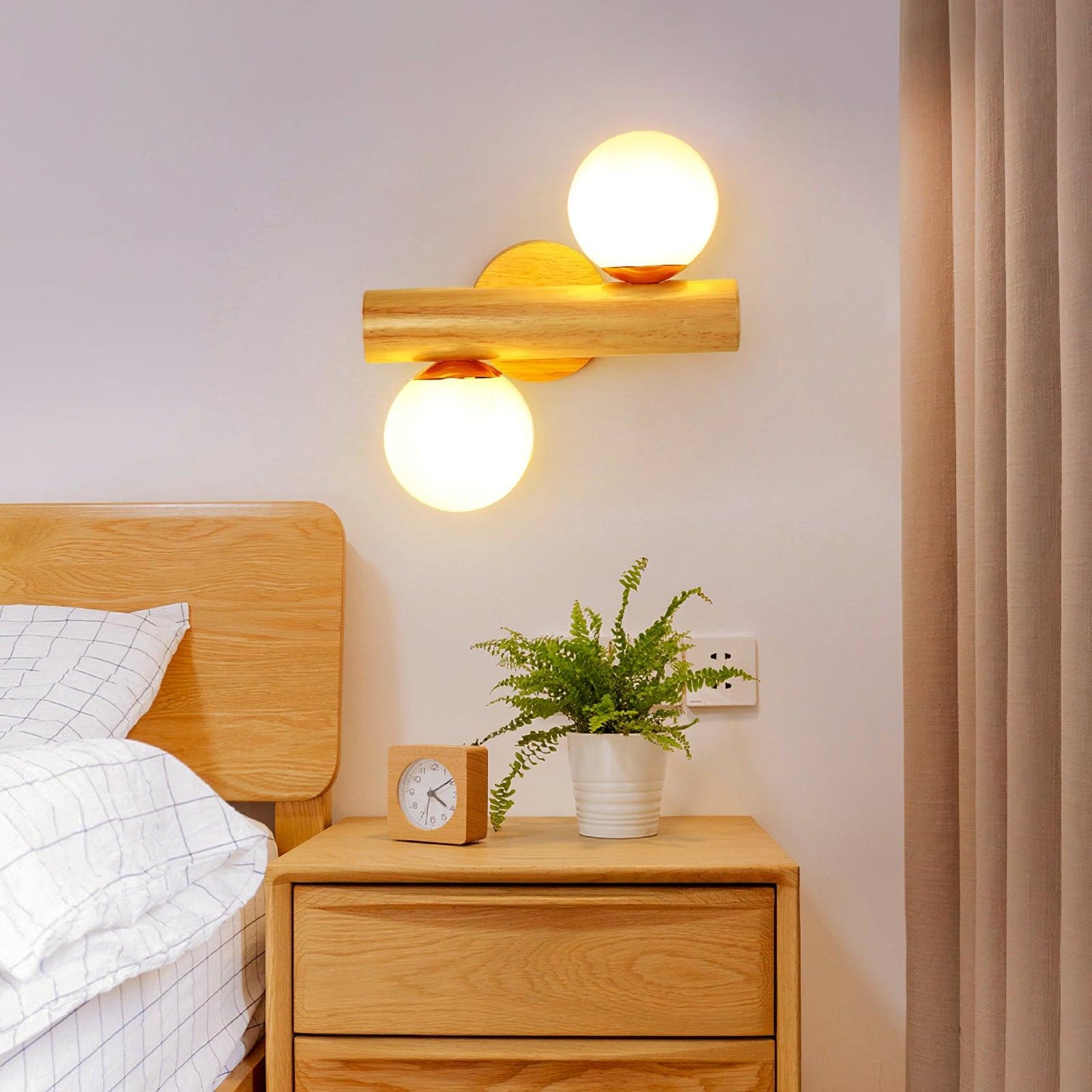Tupelo Double Sconce Wall Light - Wooden LED Design