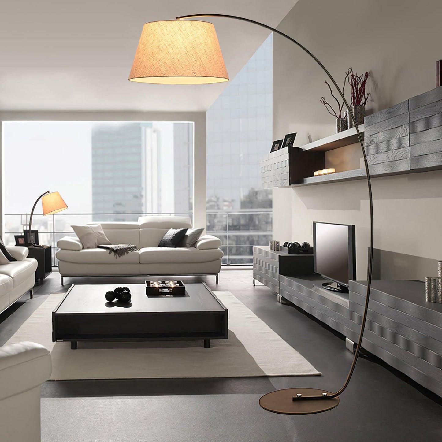 Twiggy Floor Lamp - Stylish Metal Design, LED Compatible, Beige Shade