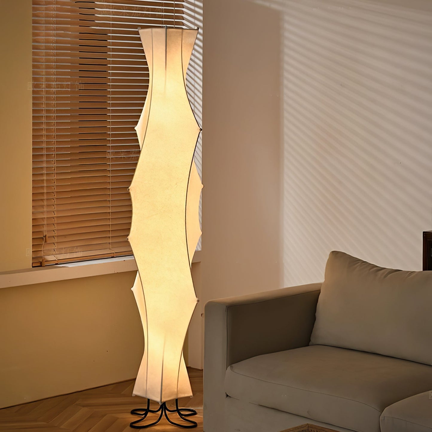 Twist Silk Floor Lamp with LED Shade for Modern Living