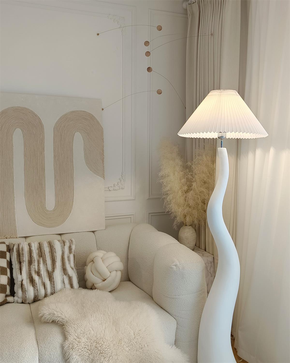 Twisted Pleated Floor Lamp - LED Indoor Lighting Decor