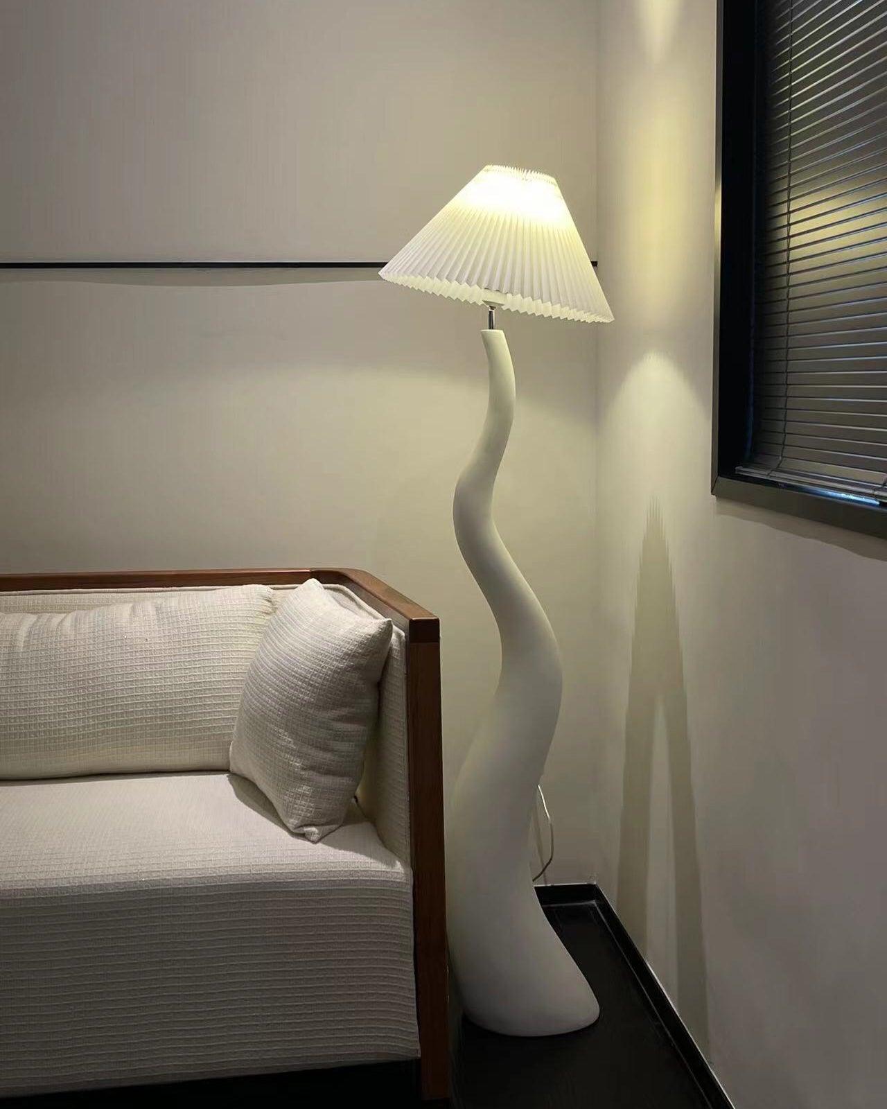 Twisted Pleated Floor Lamp - LED Indoor Lighting Decor