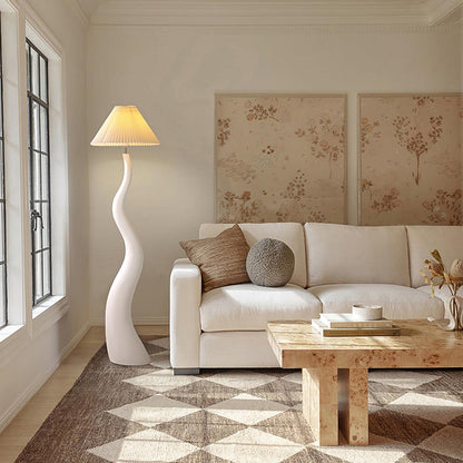 Twisted Pleated Floor Lamp - LED Indoor Lighting Decor