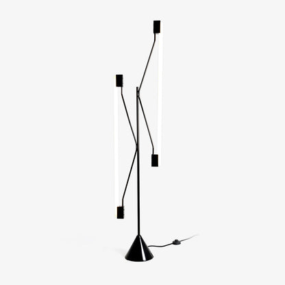 Two Tubes Floor Lamp with Adjustable LED Light - Black