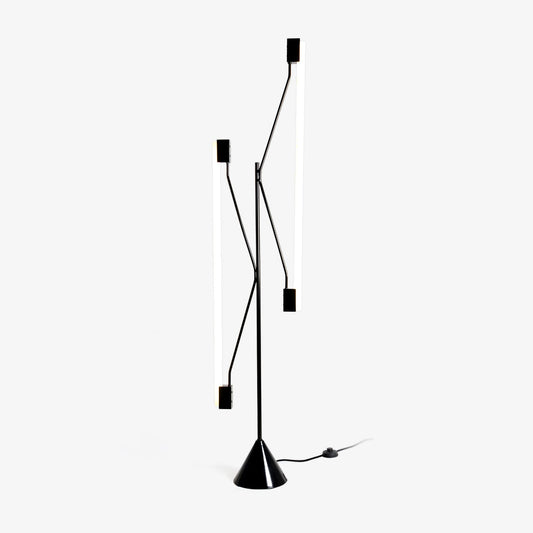 Two Tubes Floor Lamp with Adjustable LED Light - Black
