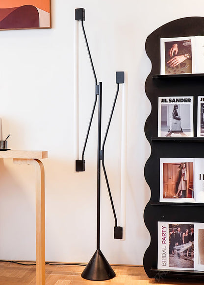 Two Tubes Floor Lamp with Adjustable LED Light - Black