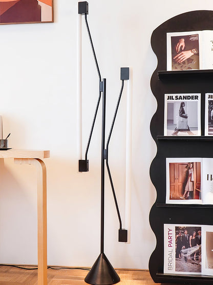 Two Tubes Floor Lamp with Adjustable LED Light - Black
